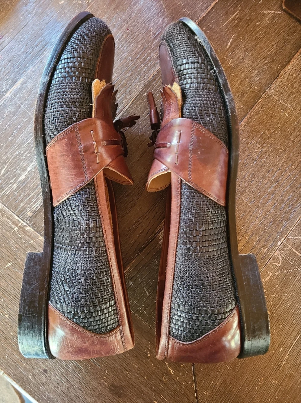 Johnston & Murphy Cellini Made in Italy Woven Leather Tassel Kiltie Loafers 10M